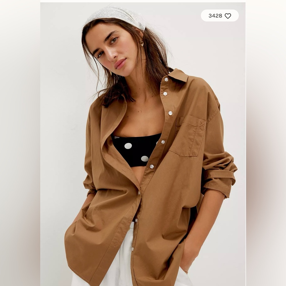 Free People Brown Button Down Shirt